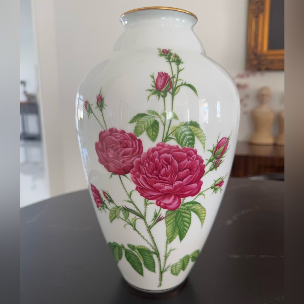 Georges Boyer Limoges France Rosa Gallica Vase Inspired By P J Redoute